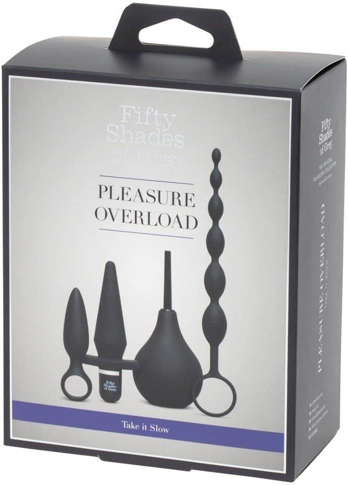 imageFifty Shades of Grey 4 Piece Anal Toys Starter Kit with Silicone Butt Plug Vibrating Butt Plug Anal Beads amp Douche Waterproof Black