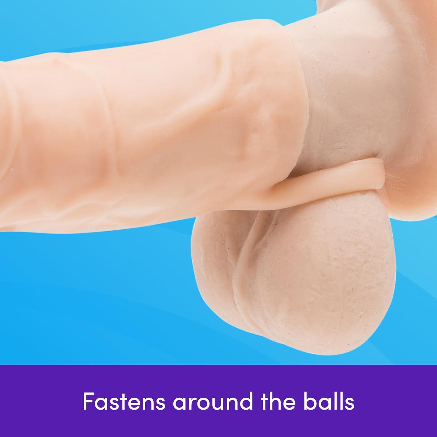 imageLovehoney Mega Mighty Realistic Penis Sleeve Penis Extender with Cock Ring Adult Toys Male Sex Toy Adds 1 Extra Inch Cock Sleeve Enhancer for Men Silicone Dildo for Couples ClearFlesh Pink