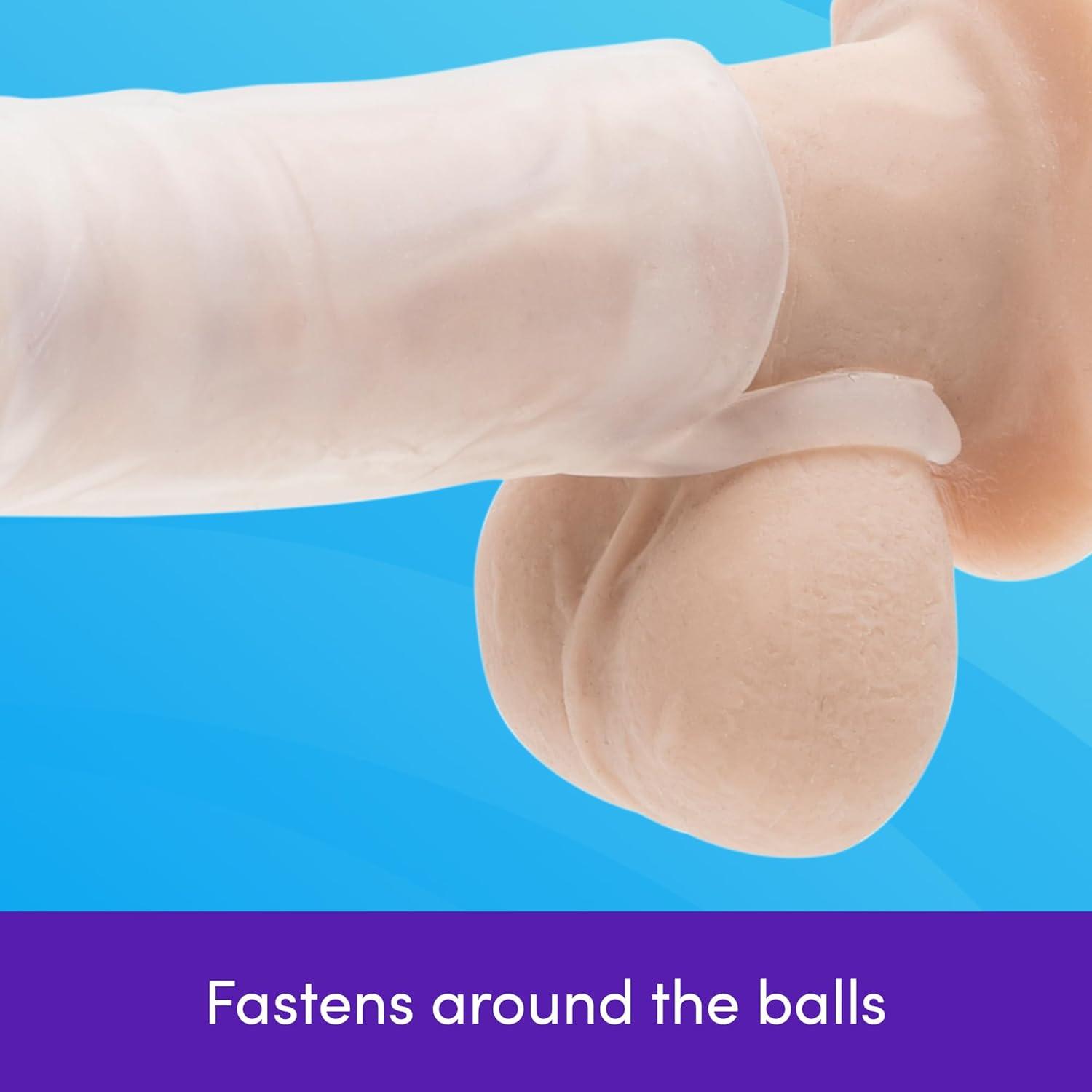 imageLovehoney Mega Mighty Realistic Penis Sleeve Penis Extender with Cock Ring Adult Toys Male Sex Toy Adds 1 Extra Inch Cock Sleeve Enhancer for Men Silicone Dildo for Couples ClearClear