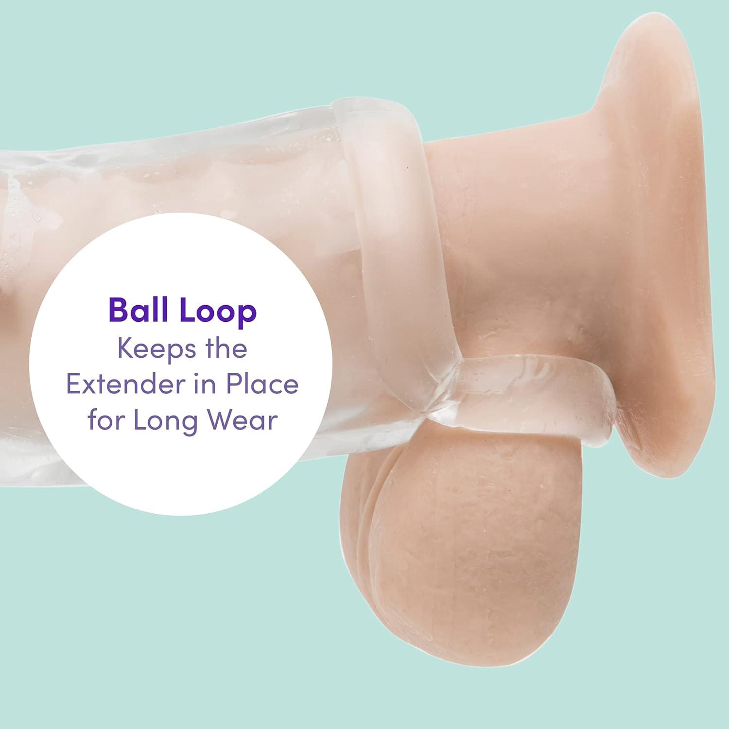 imageLovehoney Mega Thick Penis Sleeve 2 Extra Inches Penis Extender with Ball Loop Girthy Realistic Sexual Stimulation Device Couples Cock Enlarger Adult Sex Toys for Men Clear