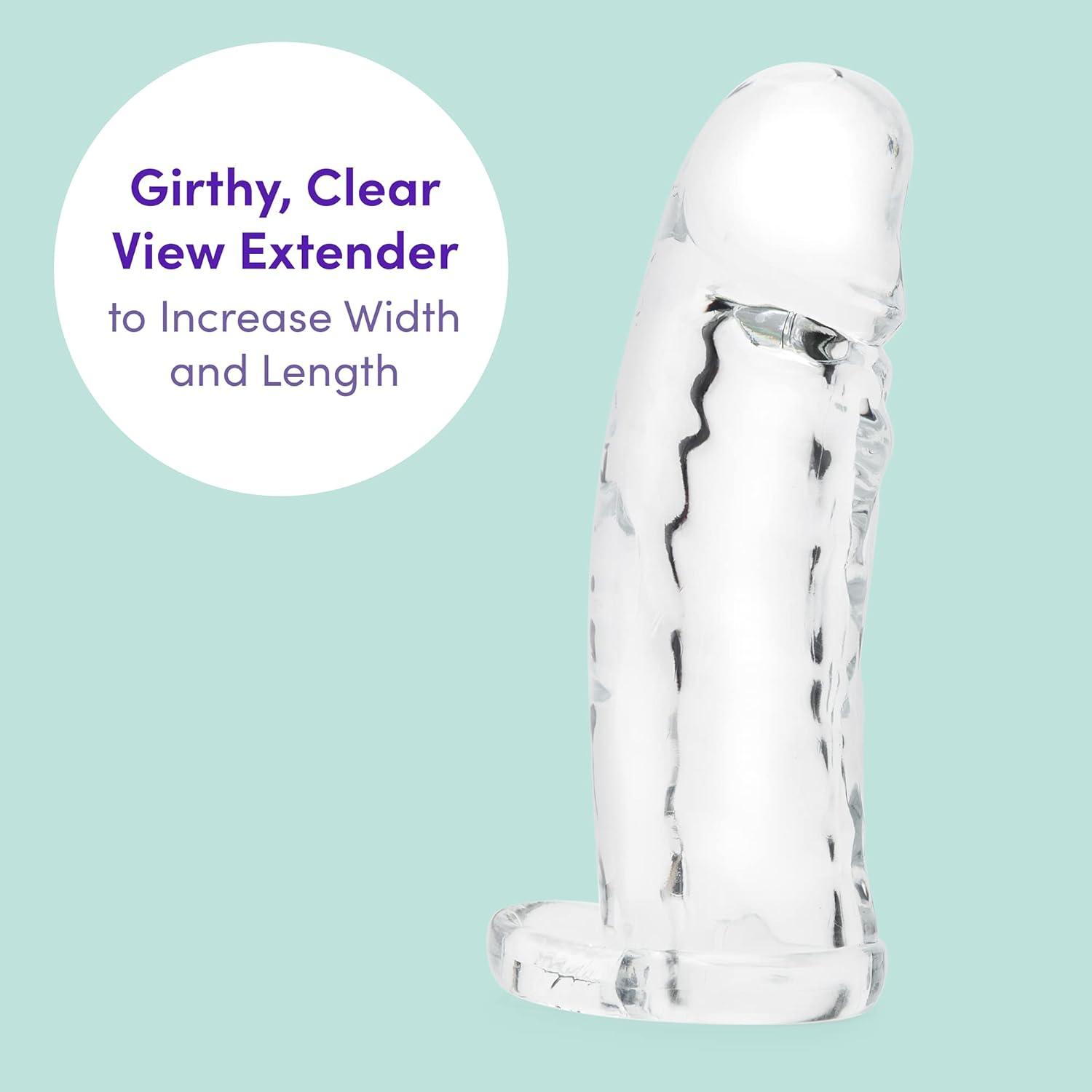 imageLovehoney Mega Thick Penis Sleeve 2 Extra Inches Penis Extender with Ball Loop Girthy Realistic Sexual Stimulation Device Couples Cock Enlarger Adult Sex Toys for Men Clear