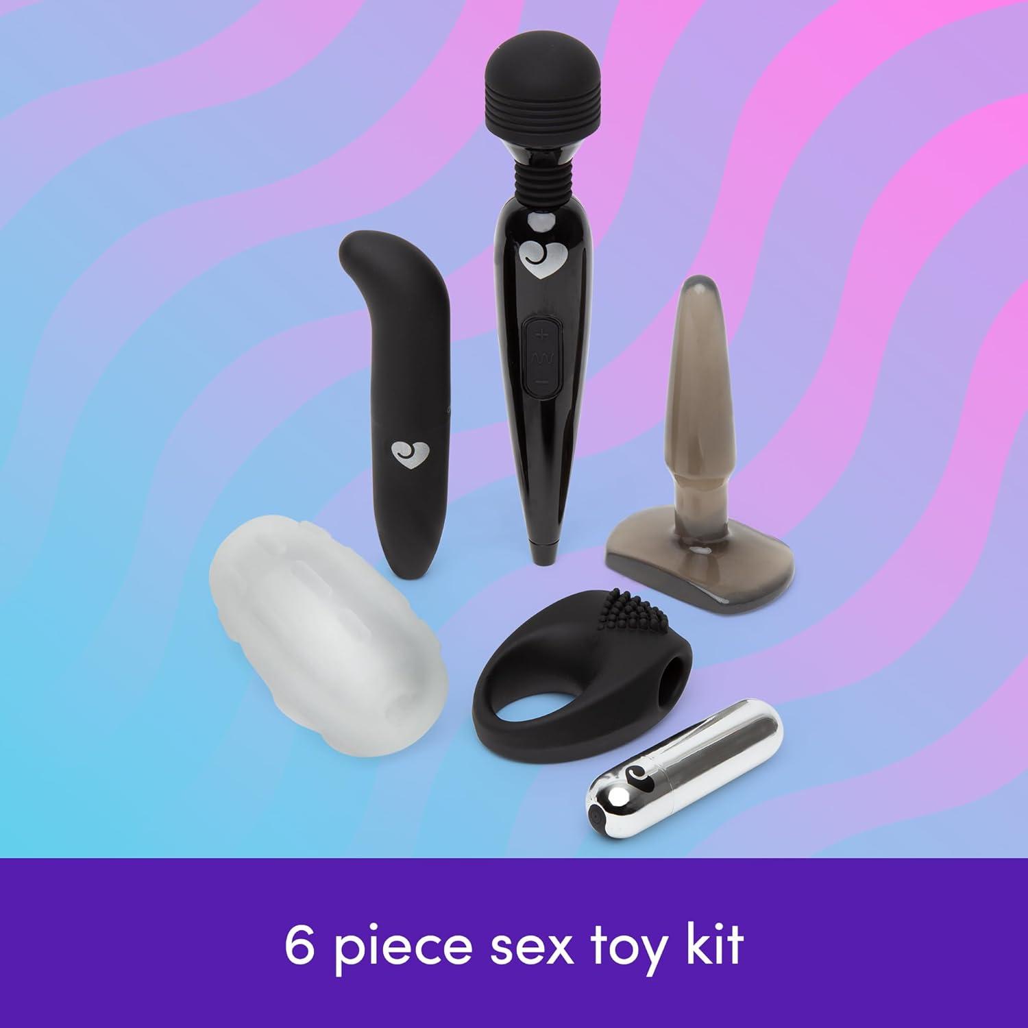 imageLovehoney Up All Night Couples Sex Toy Kit G Spot amp Bullet Vibrator for Women Rechargeable Wand Massager Tool Male Masturbator Anal Plug amp Cock Ring Adult Sex Toys for Couples 6 Piece Set