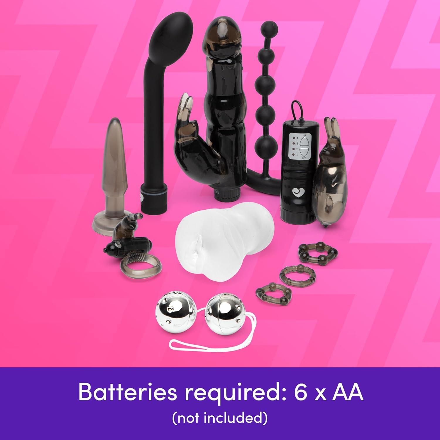 imageLovehoney Wilder Weekend Couples Sex Toy Kit Silicone Rabbit amp Bullet Vibrators for Women Male Masturbator Anal Plugs Cock Rings amp Kegal Balls Adult Sex Toys for Couples 10 Piece SetWild Weekend Black