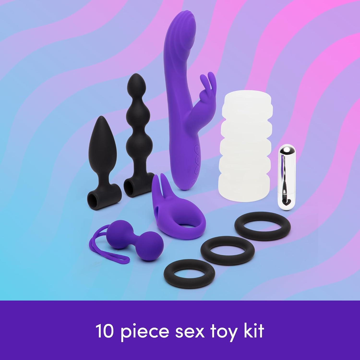 imageLovehoney Wilder Weekend Couples Sex Toy Kit Silicone Rabbit amp Bullet Vibrators for Women Male Masturbator Anal Plugs Cock Rings amp Kegal Balls Adult Sex Toys for Couples 10 Piece SetWilder Weekend