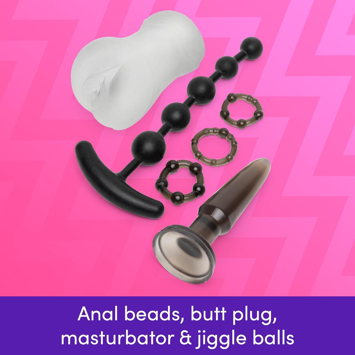 imageLovehoney Wilder Weekend Couples Sex Toy Kit Silicone Rabbit amp Bullet Vibrators for Women Male Masturbator Anal Plugs Cock Rings amp Kegal Balls Adult Sex Toys for Couples 10 Piece SetWild Weekend Black