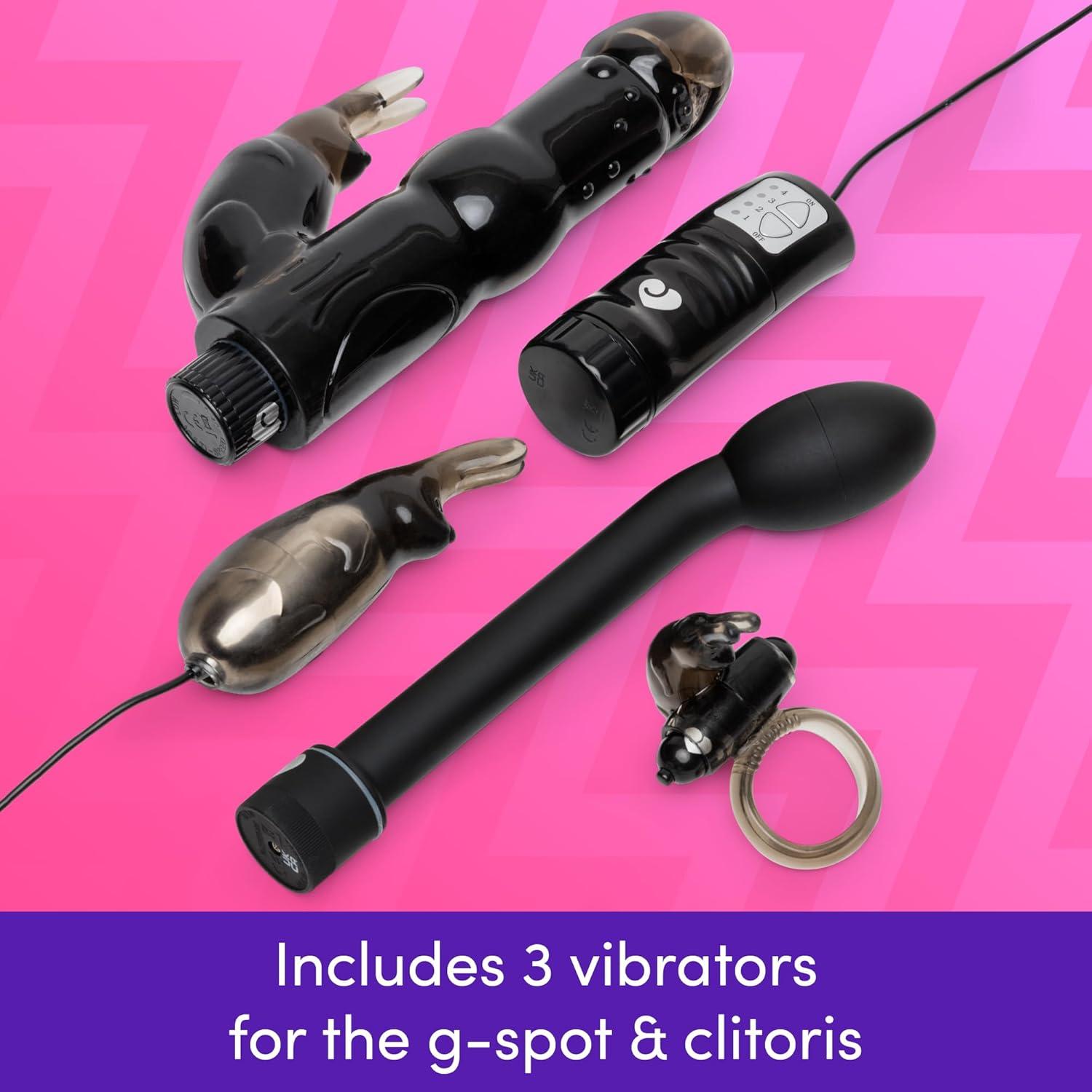 imageLovehoney Wilder Weekend Couples Sex Toy Kit Silicone Rabbit amp Bullet Vibrators for Women Male Masturbator Anal Plugs Cock Rings amp Kegal Balls Adult Sex Toys for Couples 10 Piece SetWild Weekend Black