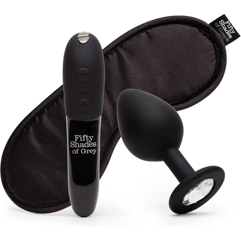 imageFifty Shades of Grey Come to Bed Couples Kit Adult Sex Toy Kit with Clitoral Bullet Vibrator Crystal Anal Plug amp Satin Blindfold Vibrator Bullet with 8 Speeds Rechargeable amp Waterproof 3pcs
