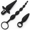 imageFifty Shades of Grey 4 Piece Anal Toys Starter Kit  with Silicone Butt Plug Vibrating Butt Plug Anal Beads amp Douche  Waterproof  Black