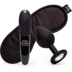 Fifty Shades of Grey Come to Bed Couples Kit – Adult Sex Toy Kit with Clitoral Bullet Vibrator, Crystal Anal Plug & Satin Blindfold – Vibrator Bullet with 8 Speeds – Rechargeable & Waterproof – 3pcs