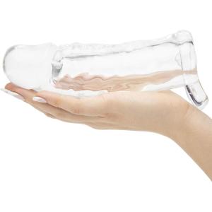 Lovehoney Mega Thick Penis Sleeve | 2 Extra Inches Penis Extender with Ball Loop | Girthy Realistic Sexual Stimulation Device | Couples Cock Enlarger Adult Sex Toys for Men | Clear