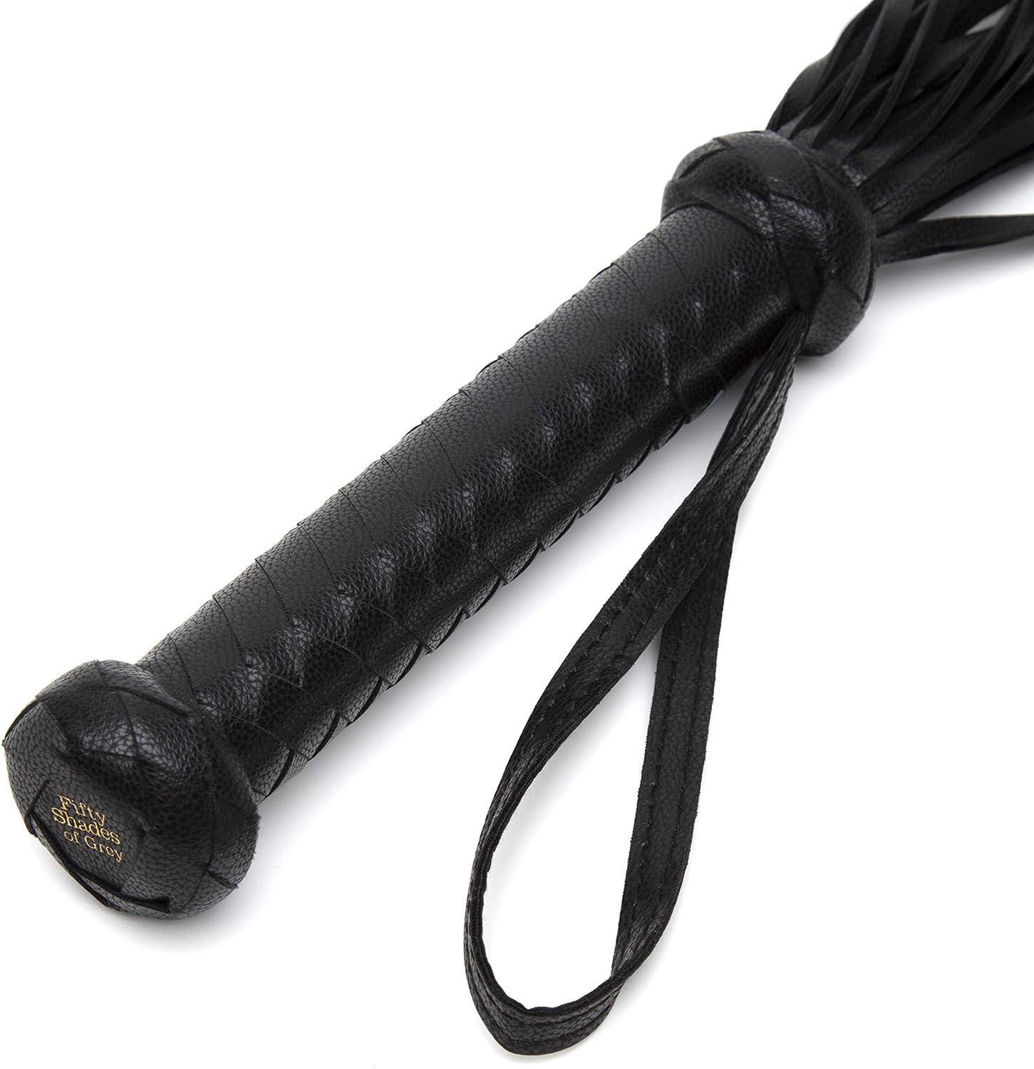 imageFifty Shades of Grey Bound to You Flogger 25 Inch Faux Leather Flogger Extra Grip Textured Handle for Spanking with Wrist Loop Includes Satin Bag Black
