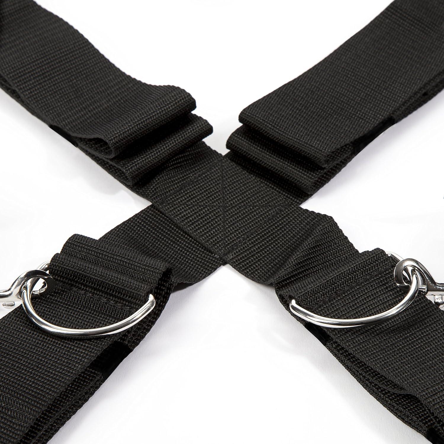 imageFifty Shades of Grey Keep Still Restraint Kit Over The Bed Cross Restraint Set Faux Fur Lined Detachable Cuffs Includes Blindfold amp Door Hanger 80 Inch Adjustable BlackGrey