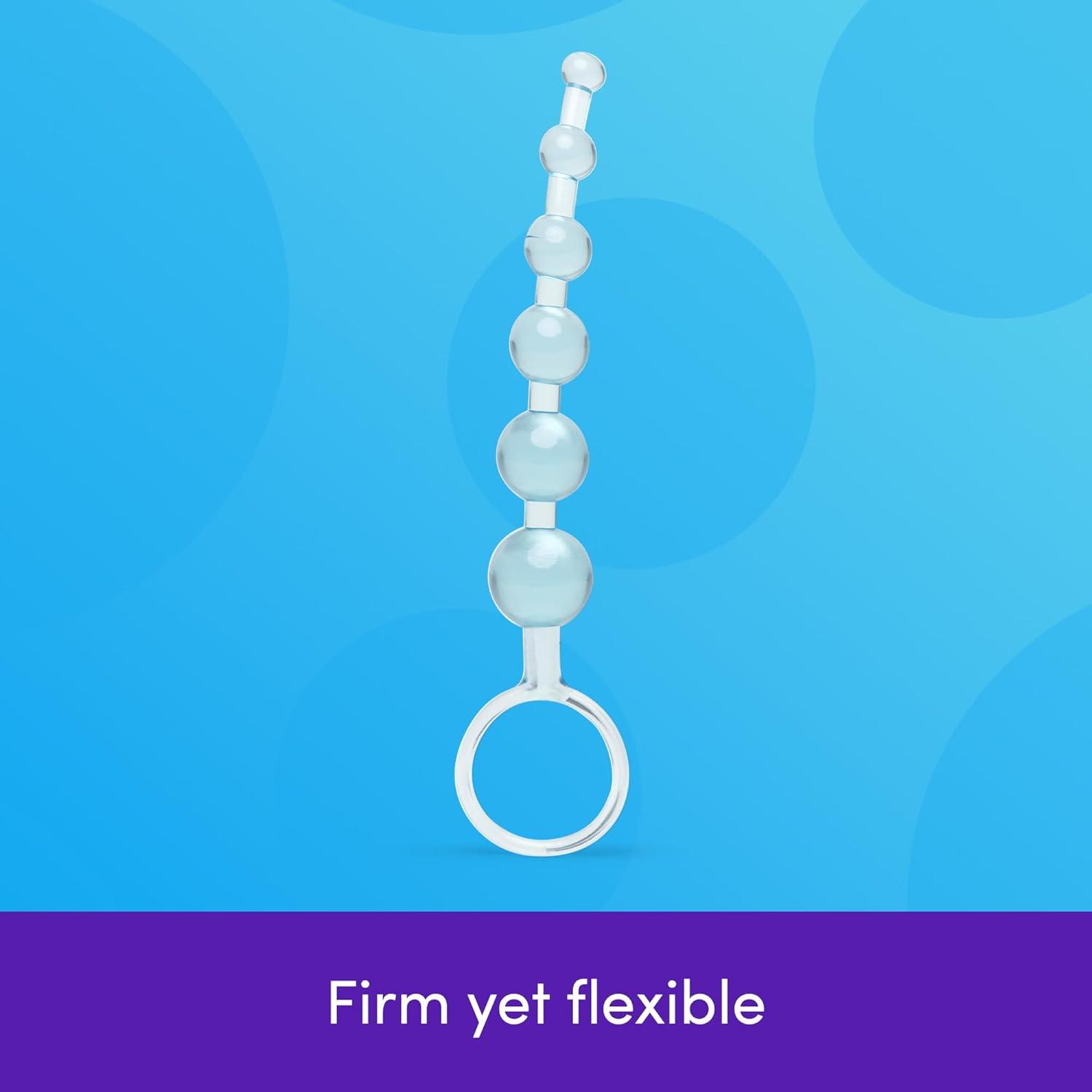 imageLovehoney Blue Anal Beads with Finger Loop Beginner Friendly 6 inchBlue