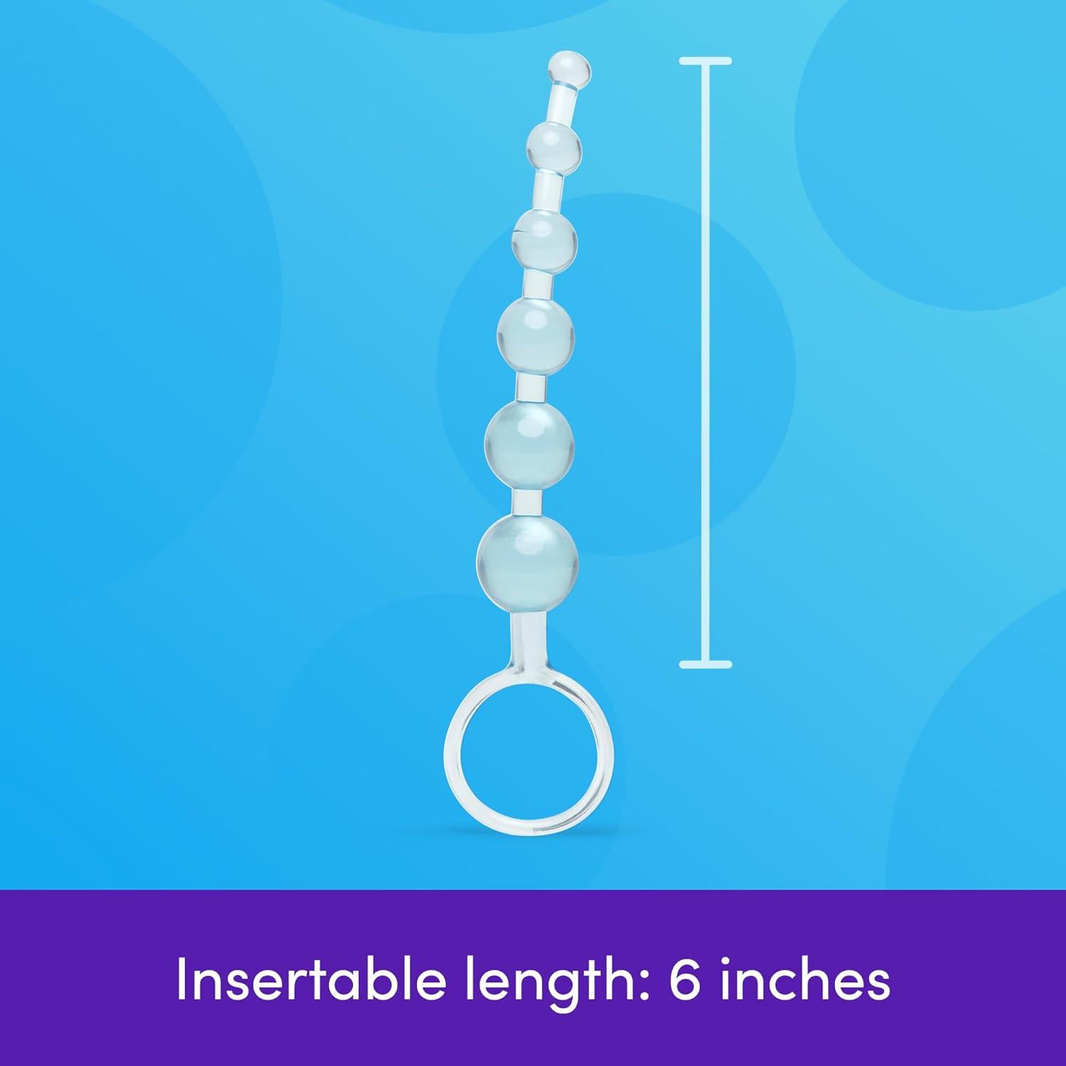 imageLovehoney Blue Anal Beads with Finger Loop Beginner Friendly 6 inchBlue
