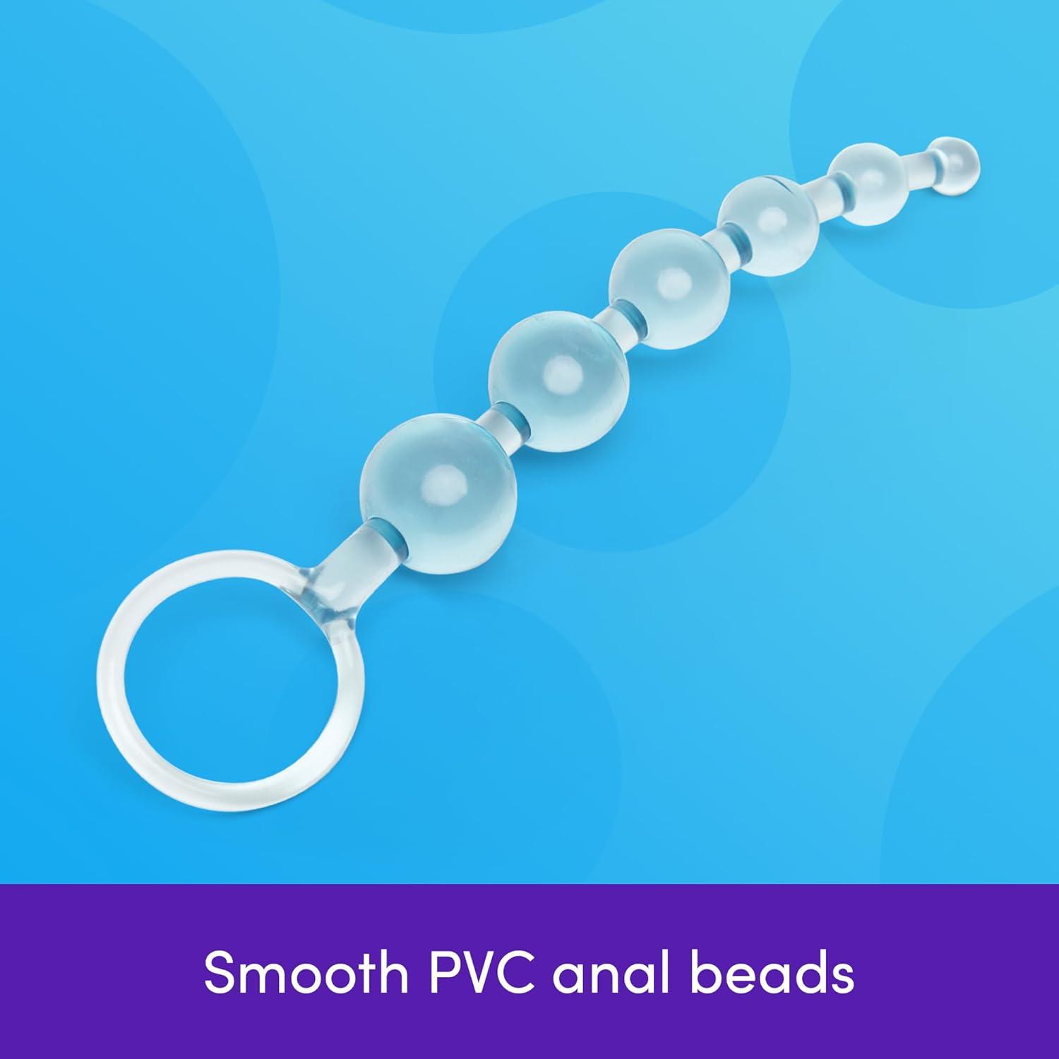 imageLovehoney Blue Anal Beads with Finger Loop Beginner Friendly 6 inchBlue