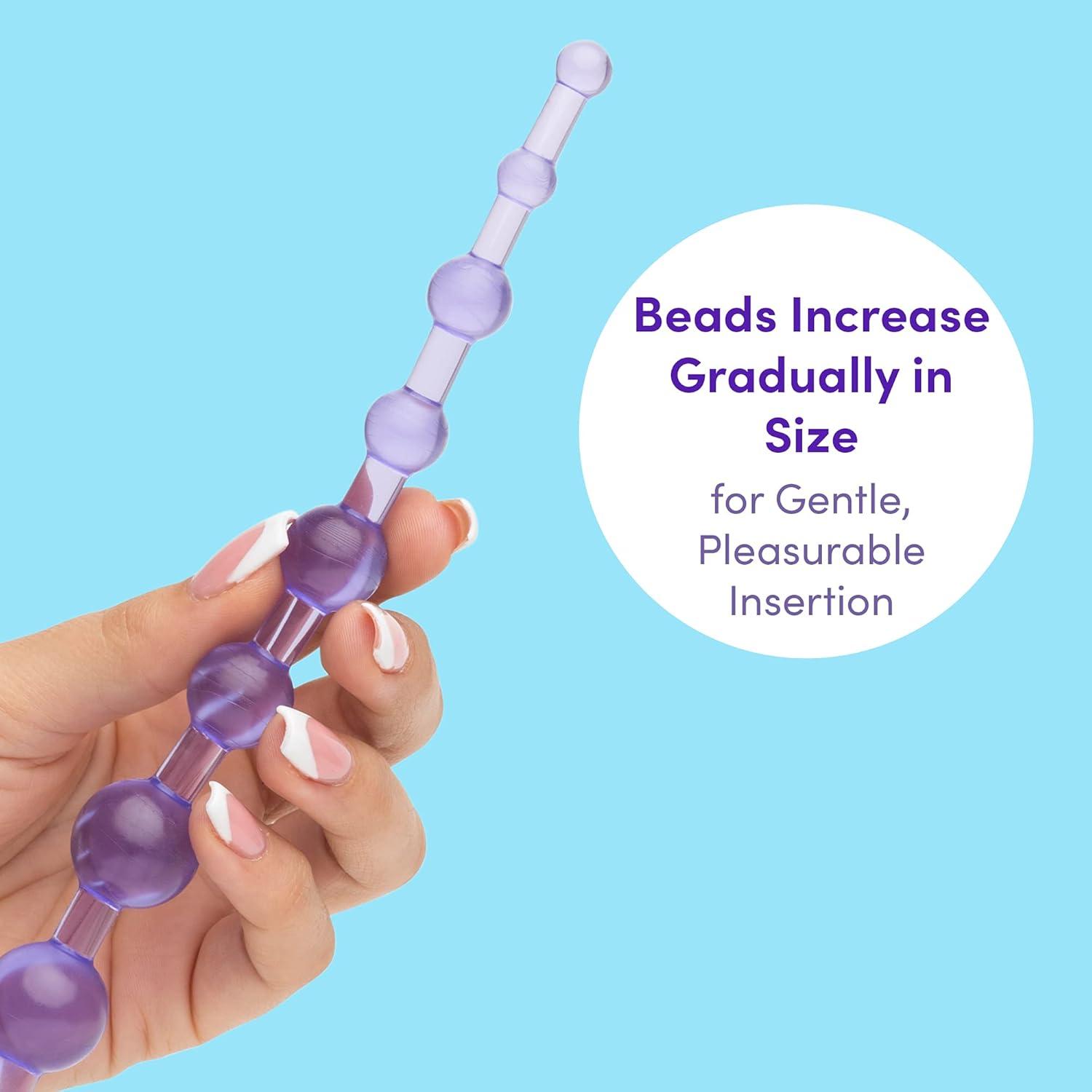 imageLovehoney Blue Anal Beads with Finger Loop Beginner Friendly 6 inchPurple