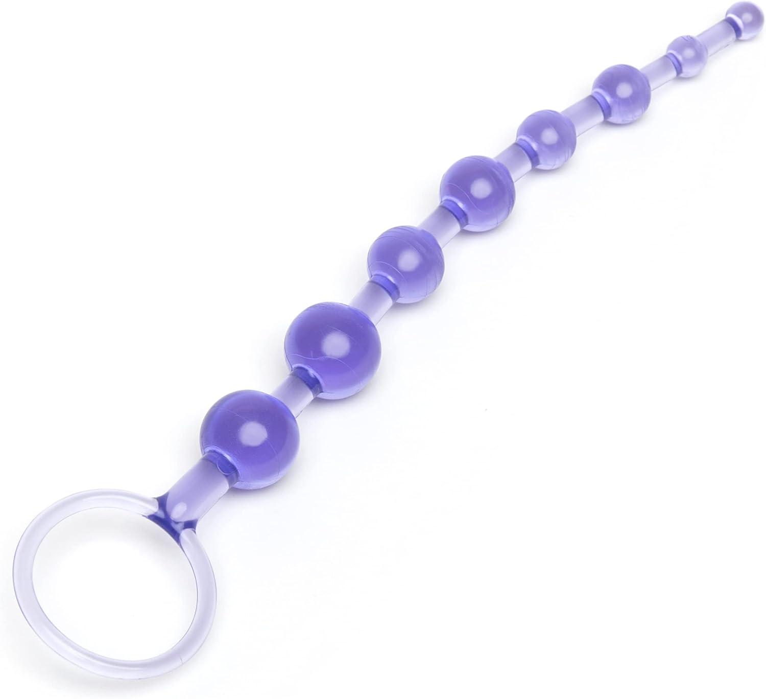 imageLovehoney Blue Anal Beads with Finger Loop Beginner Friendly 6 inchPurple