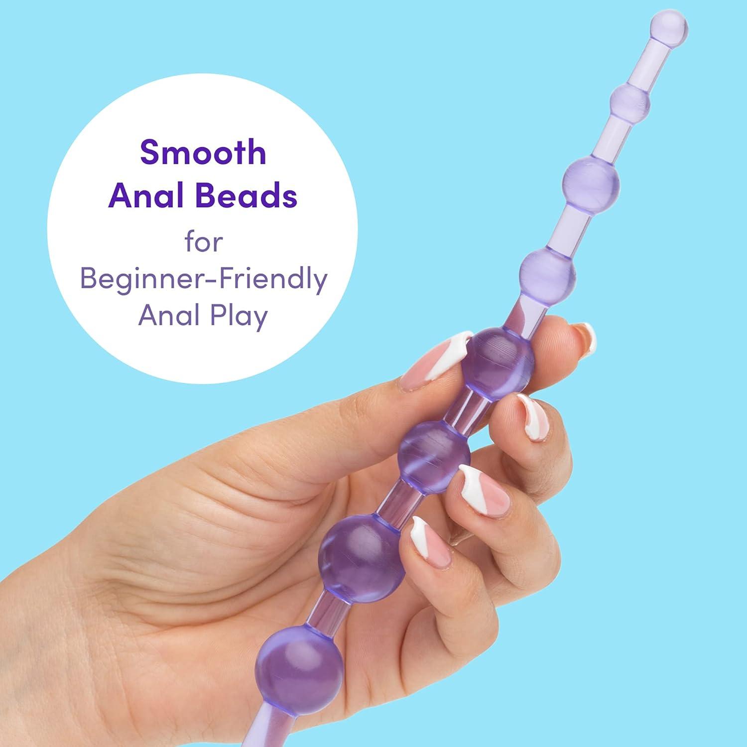 imageLovehoney Blue Anal Beads with Finger Loop Beginner Friendly 6 inchPurple