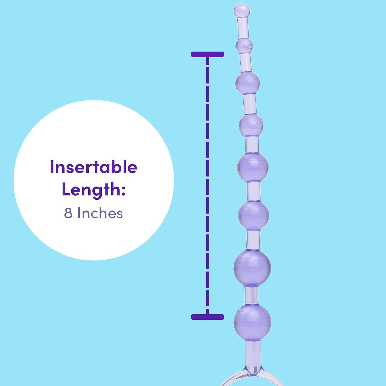 imageLovehoney Blue Anal Beads with Finger Loop Beginner Friendly 6 inchPurple