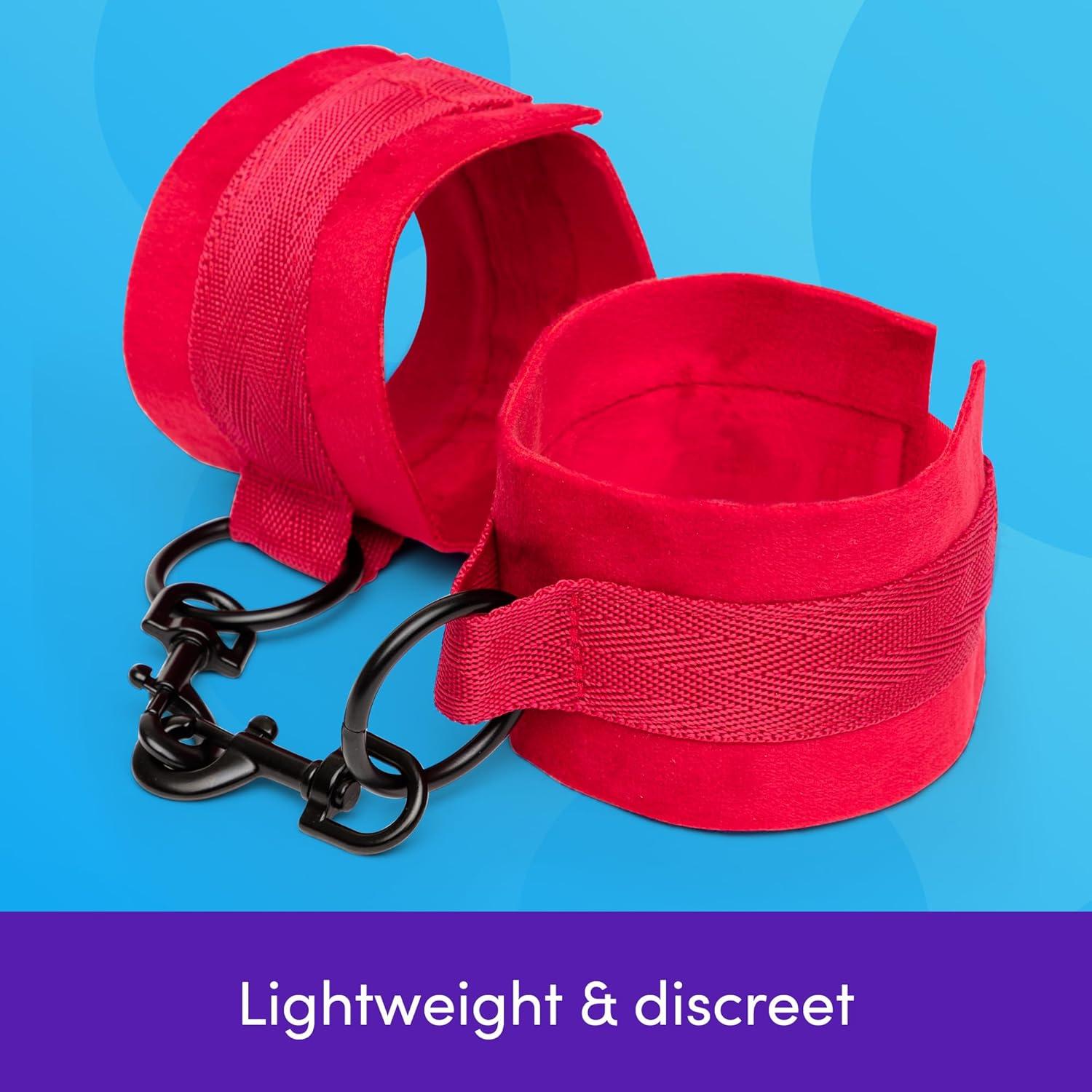 imageLovehoney Bondage Boutique Bound to Please Red Under the Bed Restraint Kit Adjustable Bed Straps with 4 Velcro Cuffs Full Body BDSM Bondage Restraints for Couples Submission Play amp Erotic Roleplay
