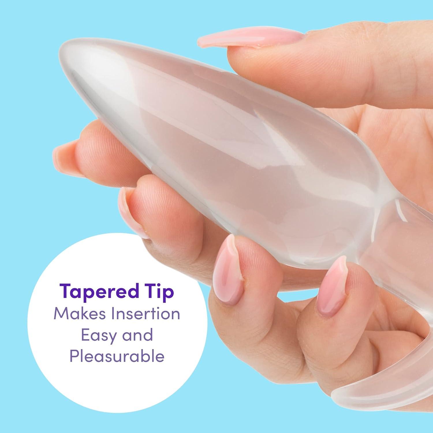 imageLovehoney Butt Plug 4 Inch Anal Plug Beginner Friendly TBar Base with Tapered Tip Waterproof Clear