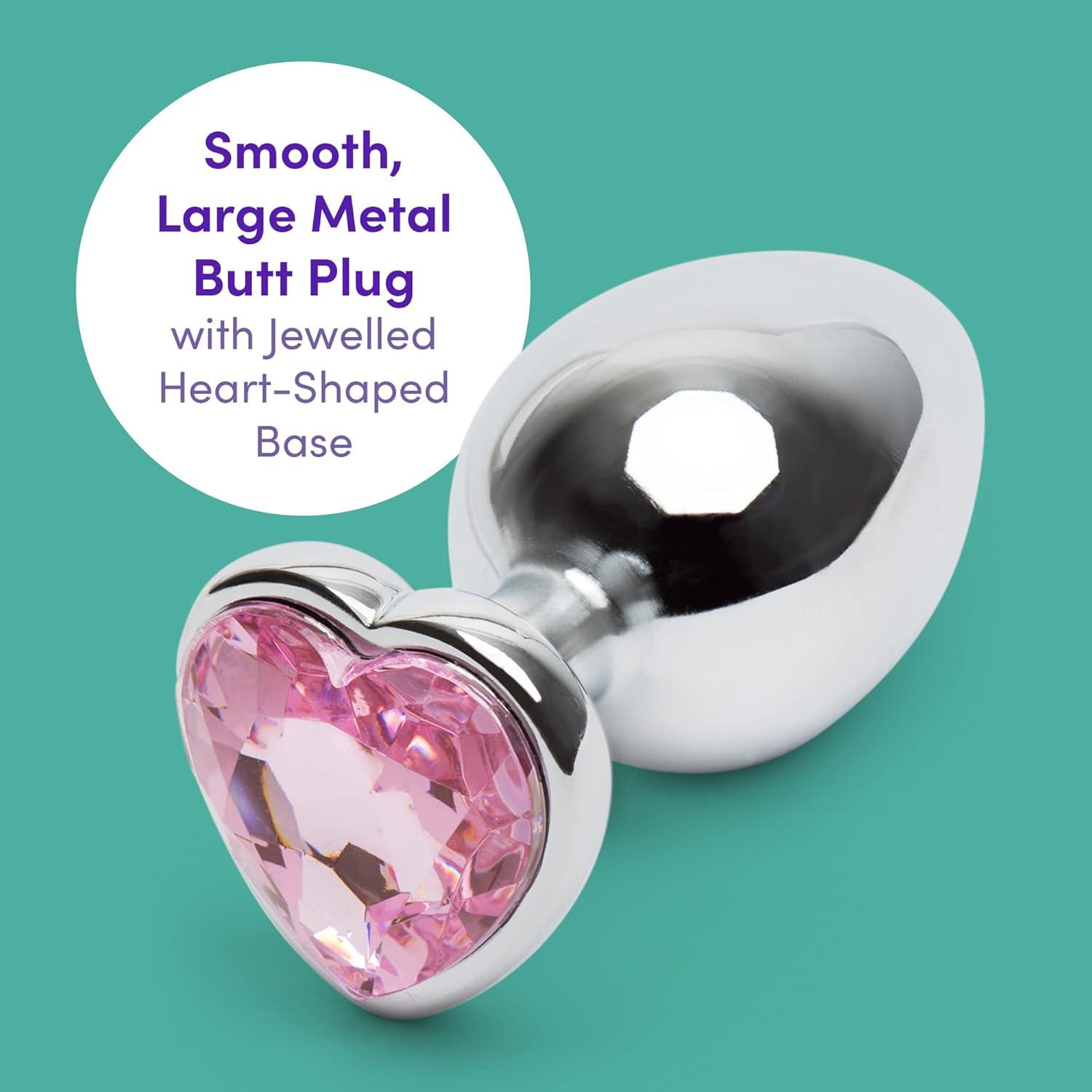 imageLovehoney Silver Heart Butt Plug 35 Inch Pink Gem Large Anal Plug for Women amp Men Luxury Shaped 115oz Metal Prostate Massager Couples Adult Sex Anal Toy35 Inch