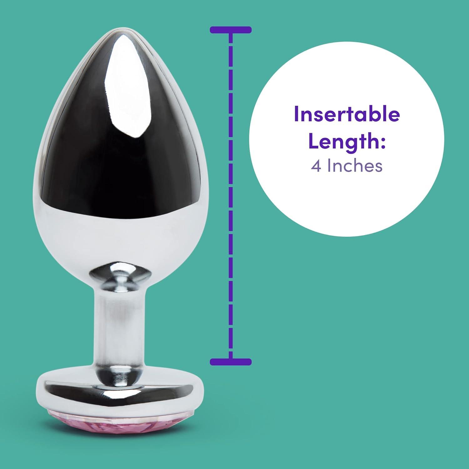 imageLovehoney Silver Heart Butt Plug 35 Inch Pink Gem Large Anal Plug for Women amp Men Luxury Shaped 115oz Metal Prostate Massager Couples Adult Sex Anal Toy35 Inch