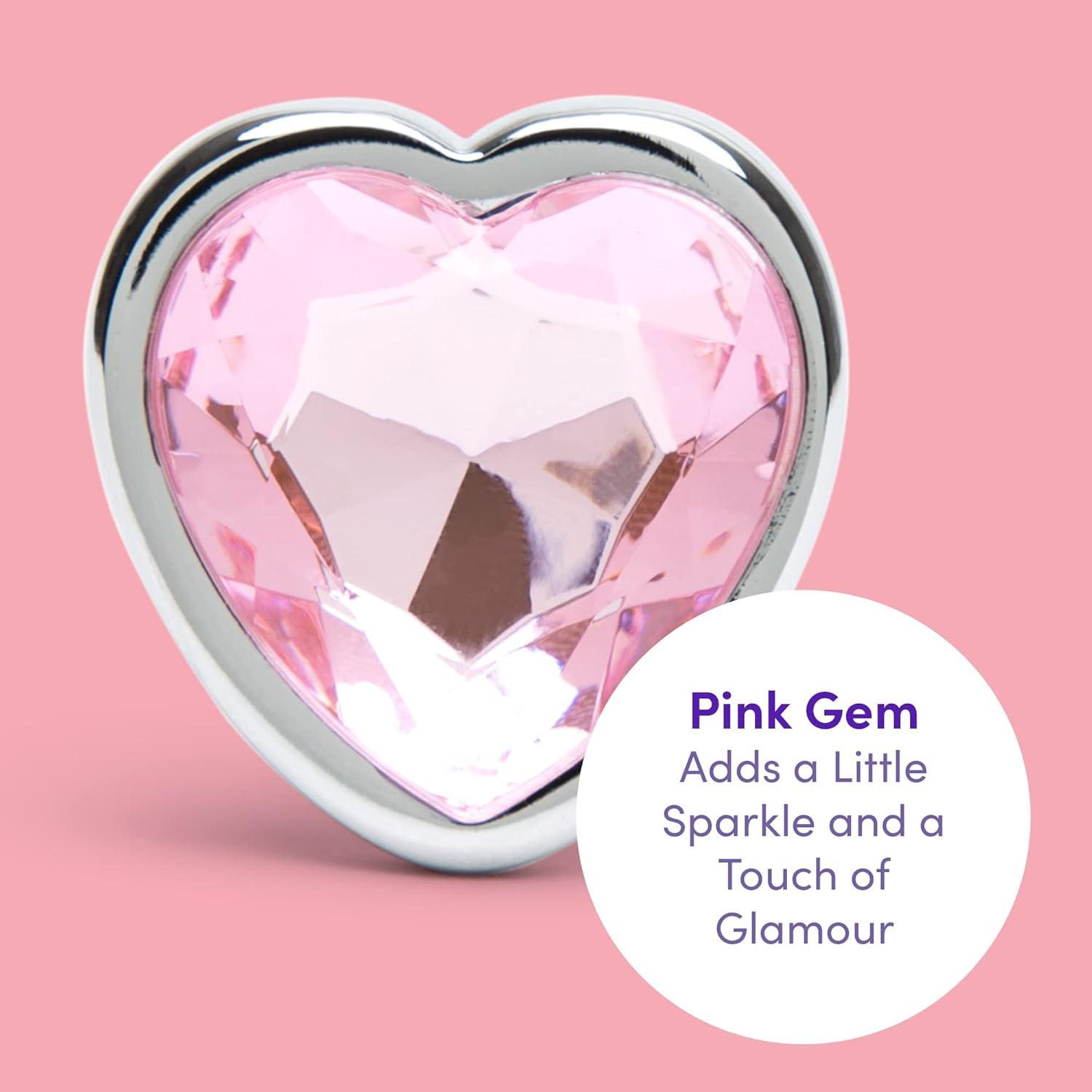 imageLovehoney Silver Heart Butt Plug 35 Inch Pink Gem Large Anal Plug for Women amp Men Luxury Shaped 115oz Metal Prostate Massager Couples Adult Sex Anal Toy25 Inch