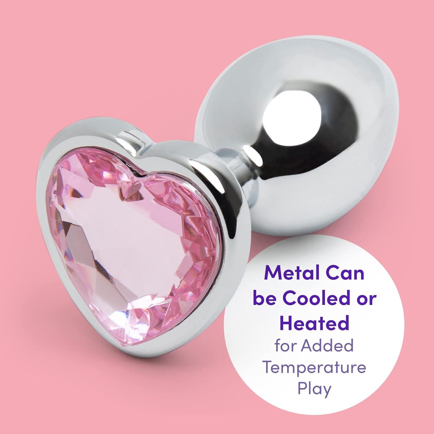 imageLovehoney Silver Heart Butt Plug 35 Inch Pink Gem Large Anal Plug for Women amp Men Luxury Shaped 115oz Metal Prostate Massager Couples Adult Sex Anal Toy25 Inch