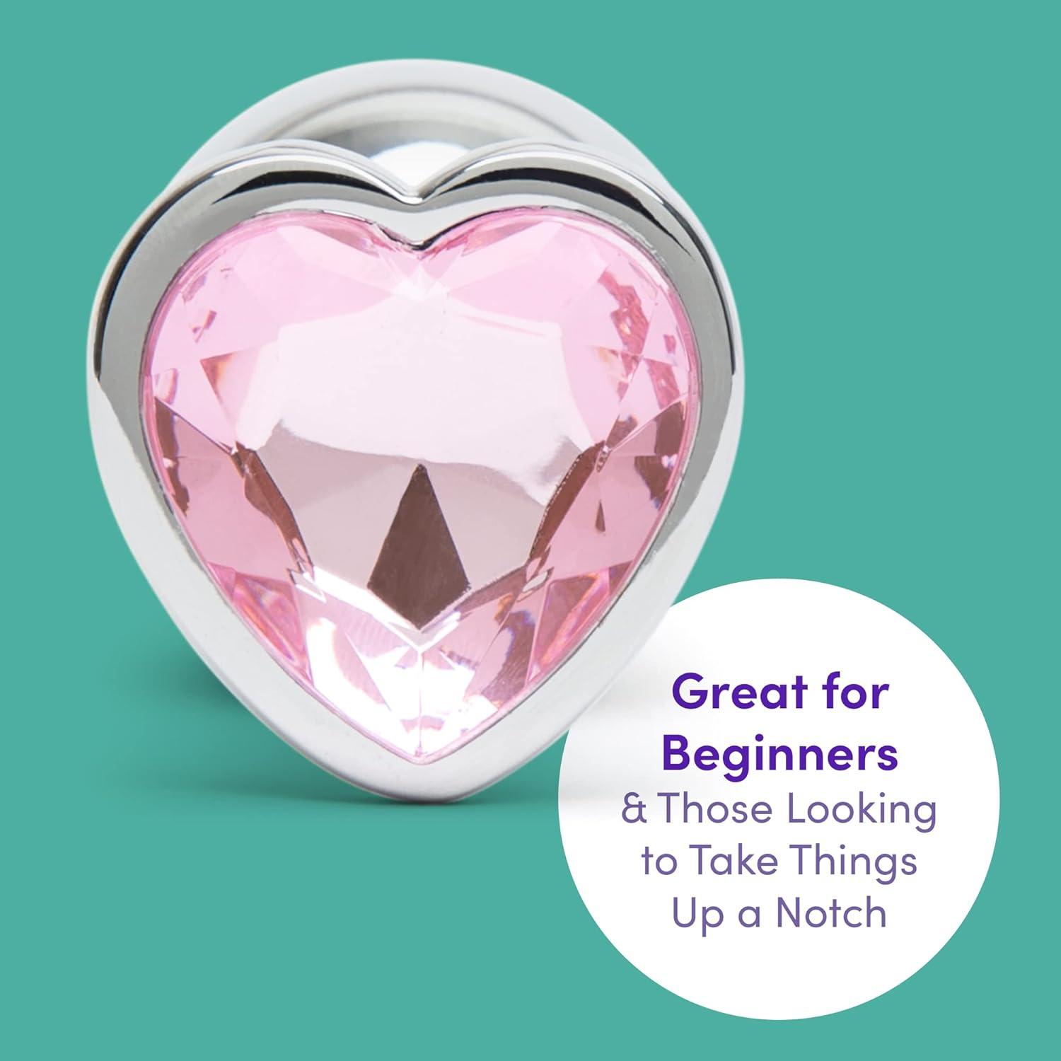 imageLovehoney Silver Heart Butt Plug 35 Inch Pink Gem Large Anal Plug for Women amp Men Luxury Shaped 115oz Metal Prostate Massager Couples Adult Sex Anal Toy3 inches