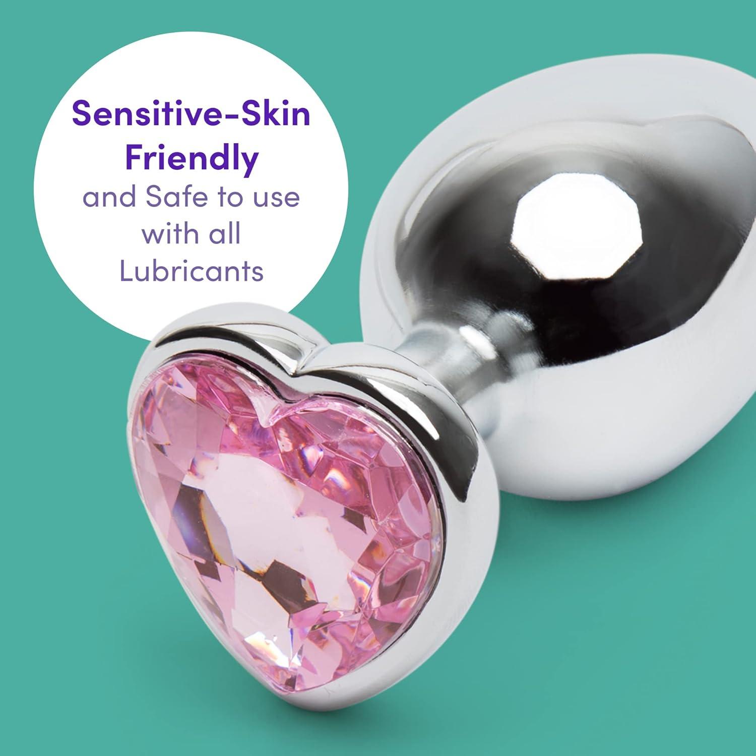 imageLovehoney Silver Heart Butt Plug 35 Inch Pink Gem Large Anal Plug for Women amp Men Luxury Shaped 115oz Metal Prostate Massager Couples Adult Sex Anal Toy35 Inch