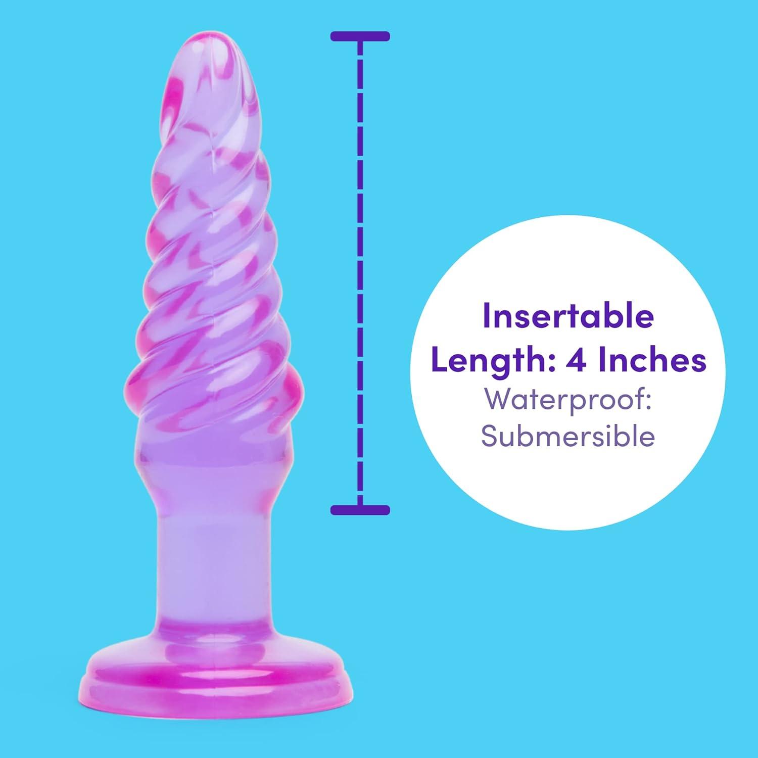 imageLovehoney Slimline Butt Plug Anal Sex Toys for Men Women Couples 4 Inch Beginner Sex Toys Anal Trainer Prostate Massaging Device with Suction Cup Portable Male Adult Sex Toys PurpleSpiral