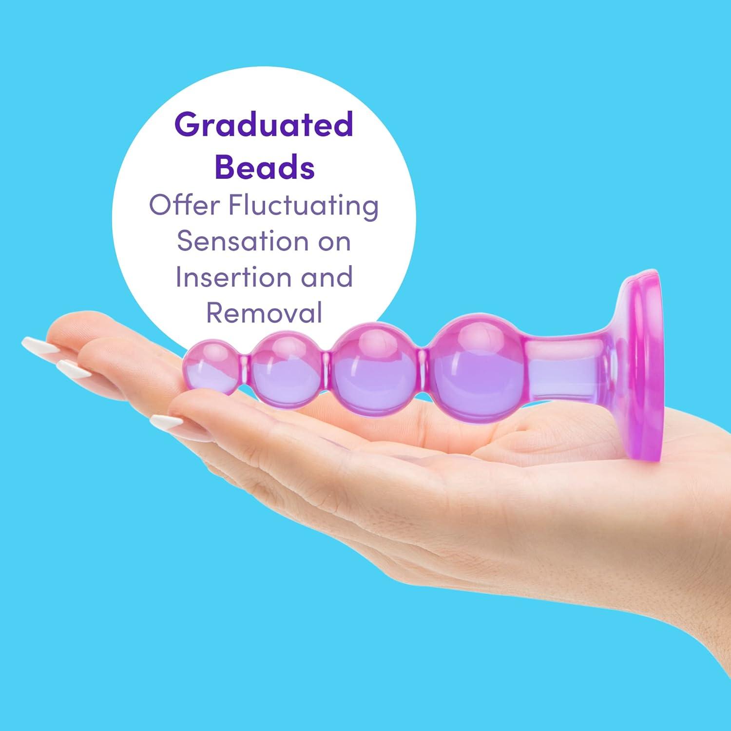 imageLovehoney Slimline Butt Plug Anal Sex Toys for Men Women Couples 4 Inch Beginner Sex Toys Anal Trainer Prostate Massaging Device with Suction Cup Portable Male Adult Sex Toys PurpleBeaded
