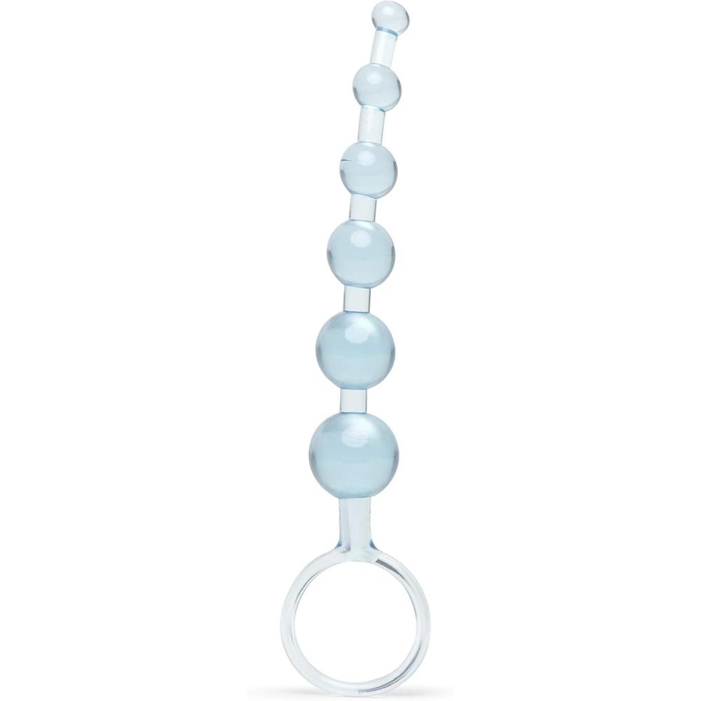 imageLovehoney Blue Anal Beads with Finger Loop Beginner Friendly 6 inchBlue