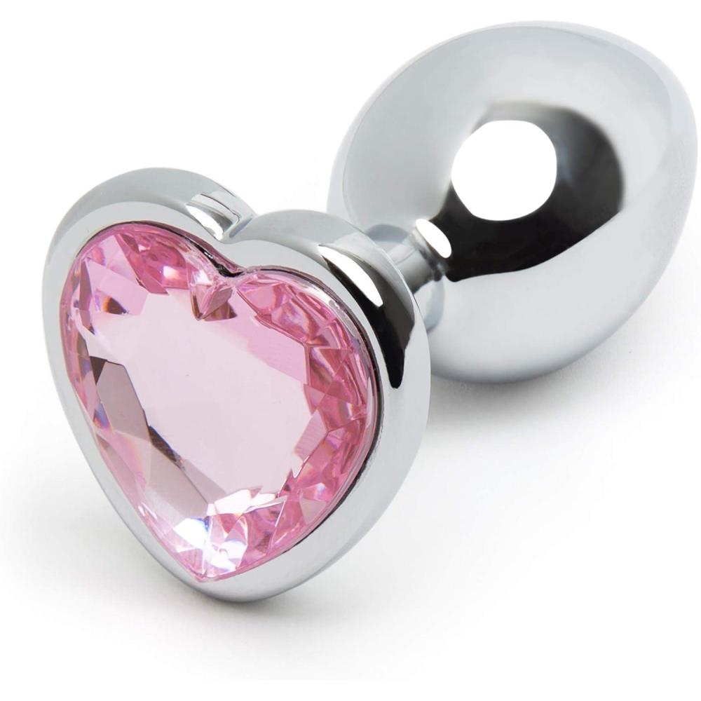 imageLovehoney Silver Heart Butt Plug 35 Inch Pink Gem Large Anal Plug for Women amp Men Luxury Shaped 115oz Metal Prostate Massager Couples Adult Sex Anal Toy25 Inch