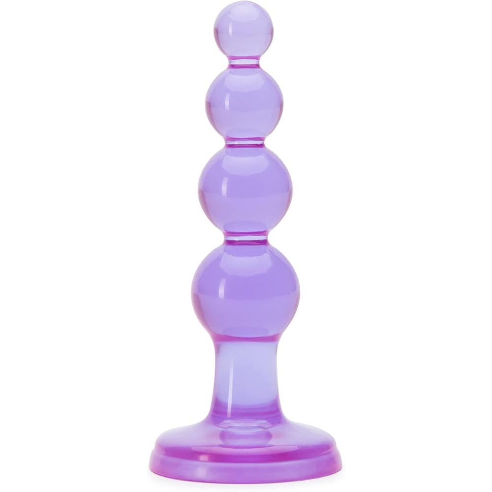 imageLovehoney Slimline Butt Plug Anal Sex Toys for Men Women Couples 4 Inch Beginner Sex Toys Anal Trainer Prostate Massaging Device with Suction Cup Portable Male Adult Sex Toys PurpleBeaded