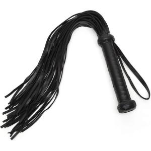 Fifty Shades of Grey Bound to You Flogger – 25 Inch Faux Leather Flogger – Extra Grip Textured Handle for Spanking with Wrist Loop – Includes Satin Bag – Black