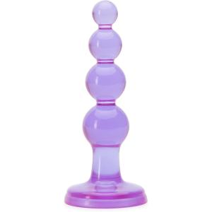 Lovehoney Slimline Butt Plug | Anal Sex Toys for Men, Women, Couples | 4 Inch Beginner Sex Toys | Anal Trainer Prostate Massaging Device with Suction Cup | Portable Male Adult Sex Toys | Purple(Beaded)