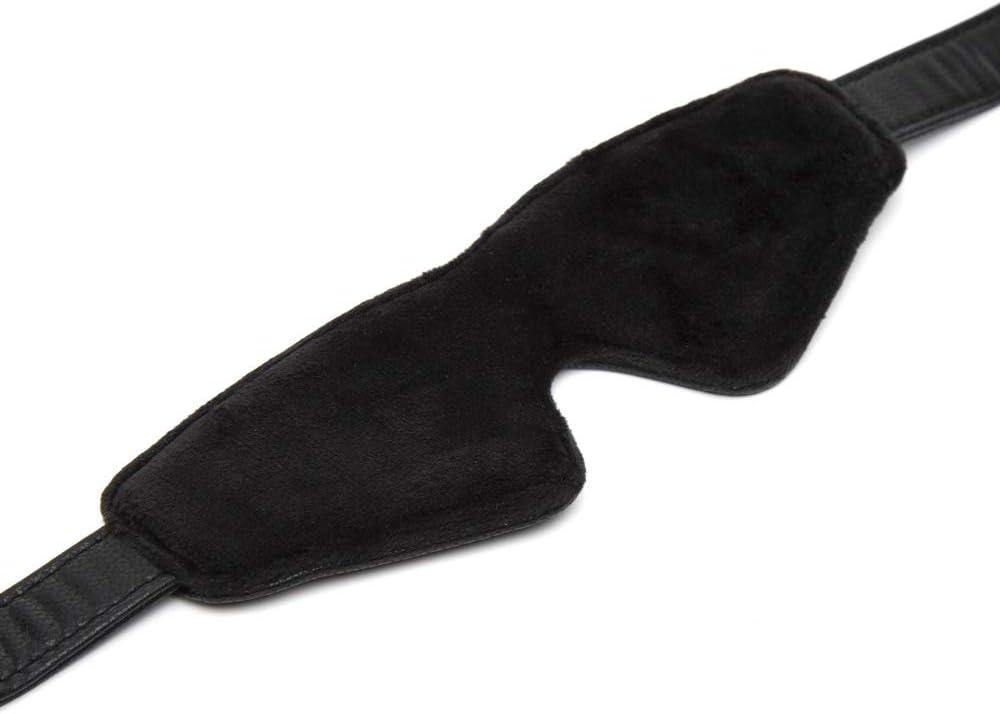 imageFifty Shades of Grey Bound To You Blindfold Faux Sexy Leather Blindfold with Antique Gold Buckles Adjustable with Soft Lining Black
