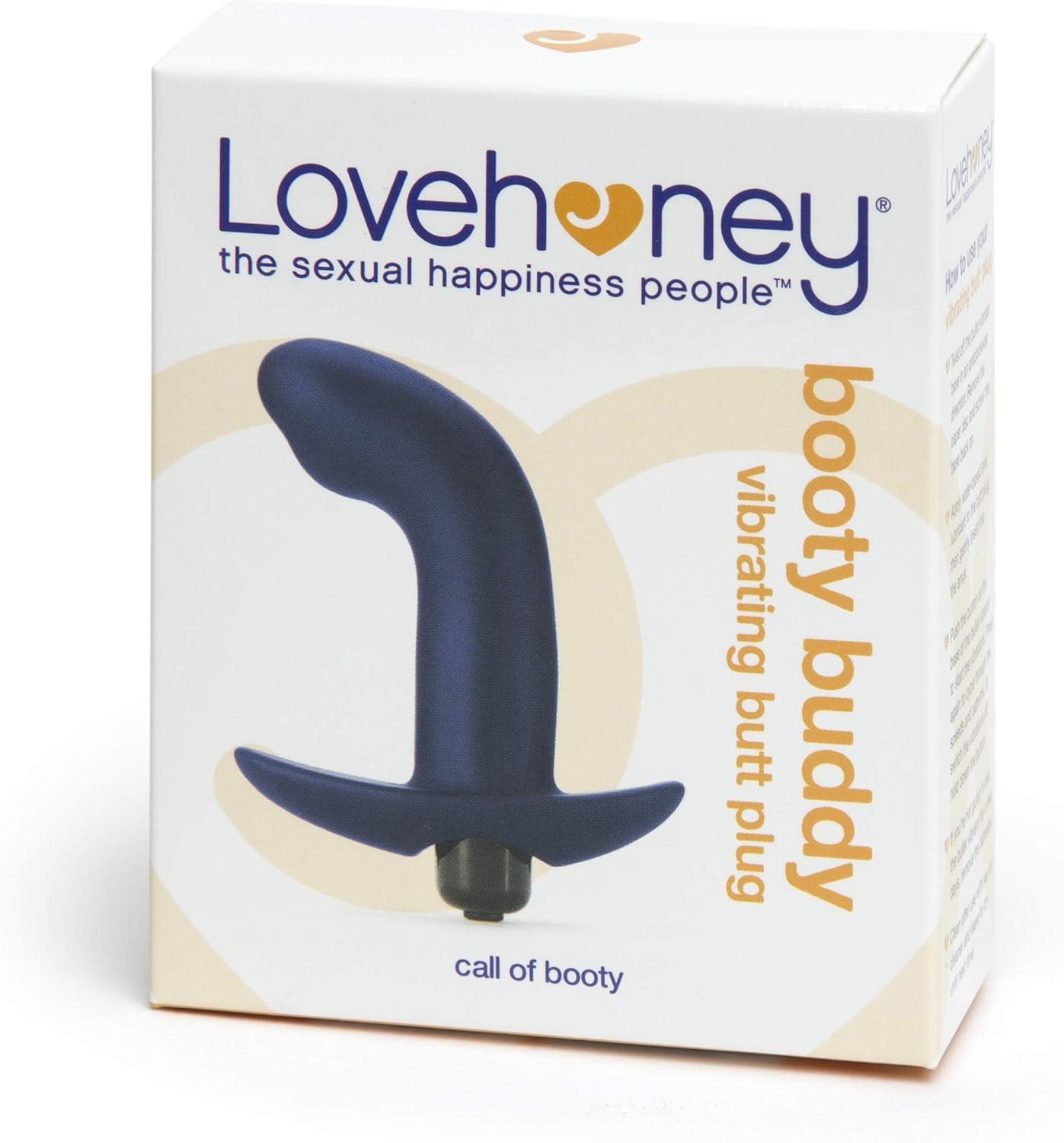 imageLovehoney Booty Buddy Vibrating Butt Plug 4 Inch Silicone Anal Plug with Removable 7 Function Bullet Vibrator Smooth Curved Tip Waterproof BlueBlue