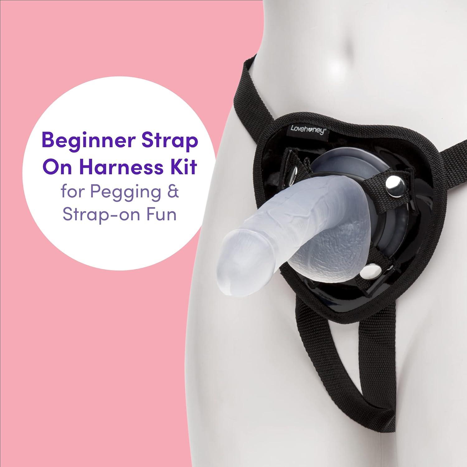 imageLovehoney Strap On Dildo amp Harness Kit 8 Inch Strap On Dildo for Couples Suction Cup Strap On for Pegging Adjustable Harness Adult Sex Toy Waterproof Clear
