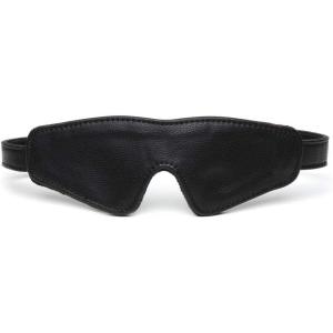 Fifty Shades of Grey Bound To You Blindfold – Faux Sexy Leather Blindfold with Antique Gold Buckles – Adjustable with Soft Lining – Black