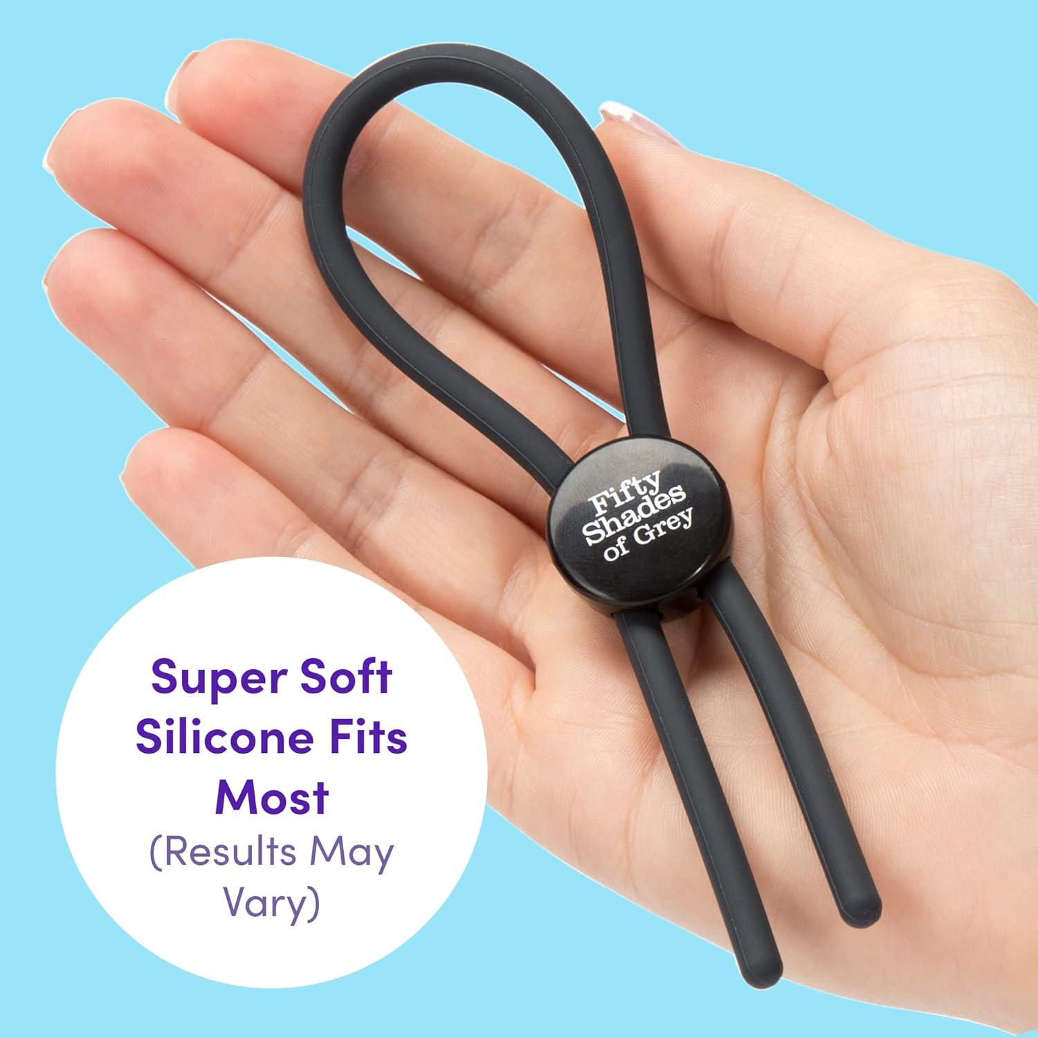 imageFifty Shades of Grey Again and Again Cock Ring Adjustable Silicone Penis Ring Lasso Style Waterproof Black