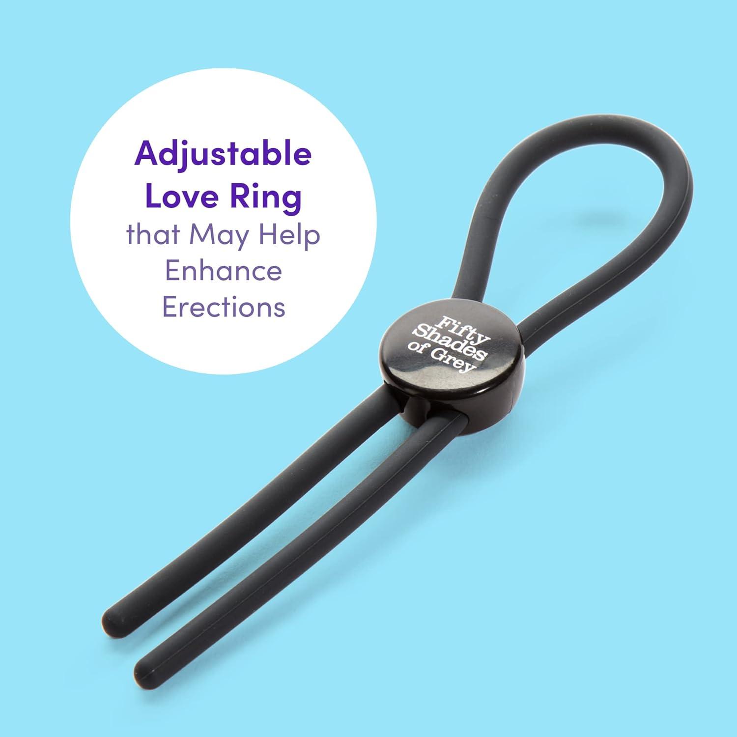 imageFifty Shades of Grey Again and Again Cock Ring Adjustable Silicone Penis Ring Lasso Style Waterproof Black