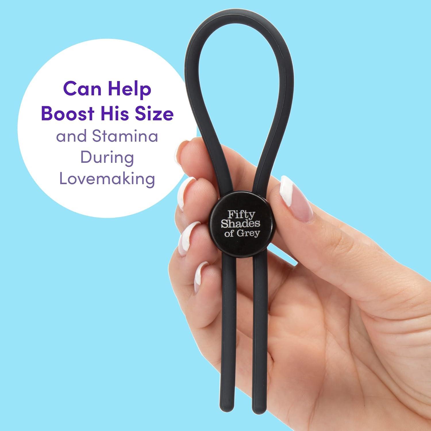 imageFifty Shades of Grey Again and Again Cock Ring Adjustable Silicone Penis Ring Lasso Style Waterproof Black