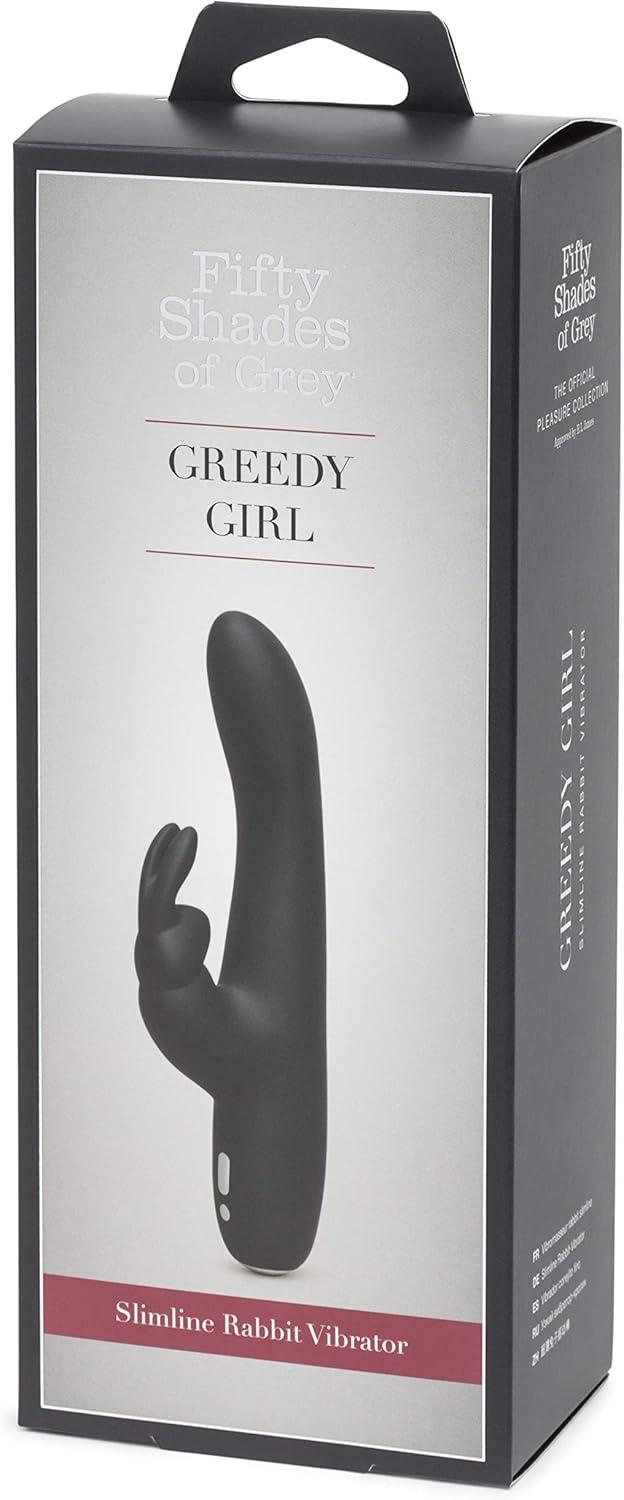 imageFifty Shades of Grey Greedy Girl Rabbit Vibrator 5 Inch Slimline Silicone G Spot Vibrator for Women 9 Patterns amp 3 Speeds Adult Sex Toy Rechargeable amp Waterproof BlackBlack