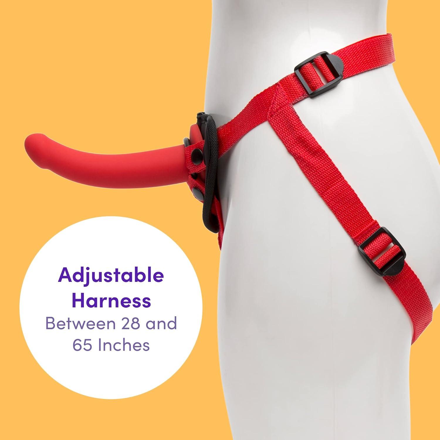 imageLovehoney Advanced Strap On Dildo Harness Kit 2 Silicone Strap On Dildos for Couples 5 Inch Rigged amp 7 Inch Curved with Suction Cups Adjustable Harness Waterproof BlackRed
