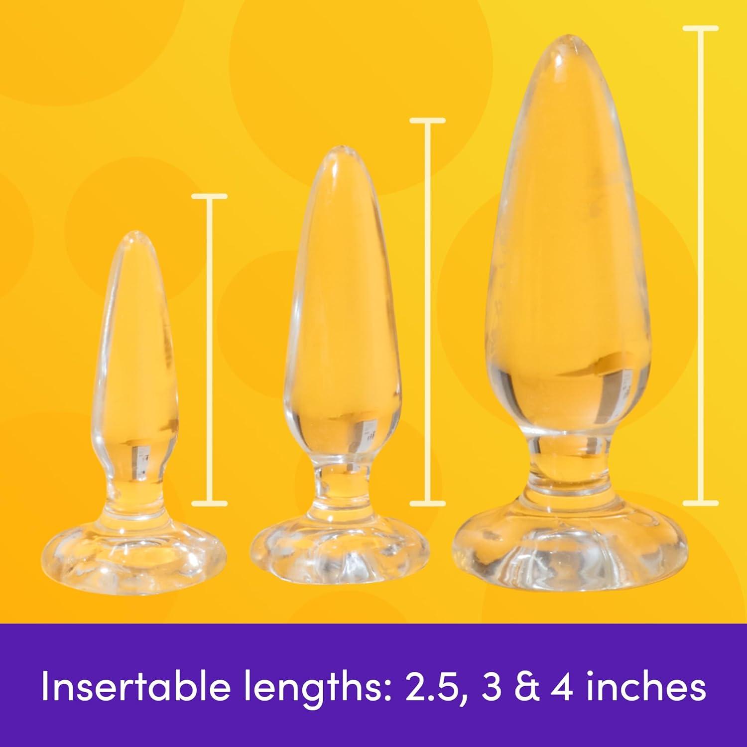 imageLovehoney Anal Training Kit 3 Piece Crystal Clear Butt Plug Set Progressive Size Small to Large Suction Cup Anal Plugs 254 inch Adult Sex Toys for Men Women amp Couples
