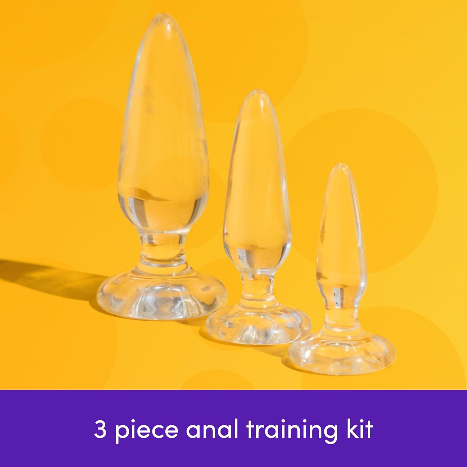 imageLovehoney Anal Training Kit 3 Piece Crystal Clear Butt Plug Set Progressive Size Small to Large Suction Cup Anal Plugs 254 inch Adult Sex Toys for Men Women amp Couples