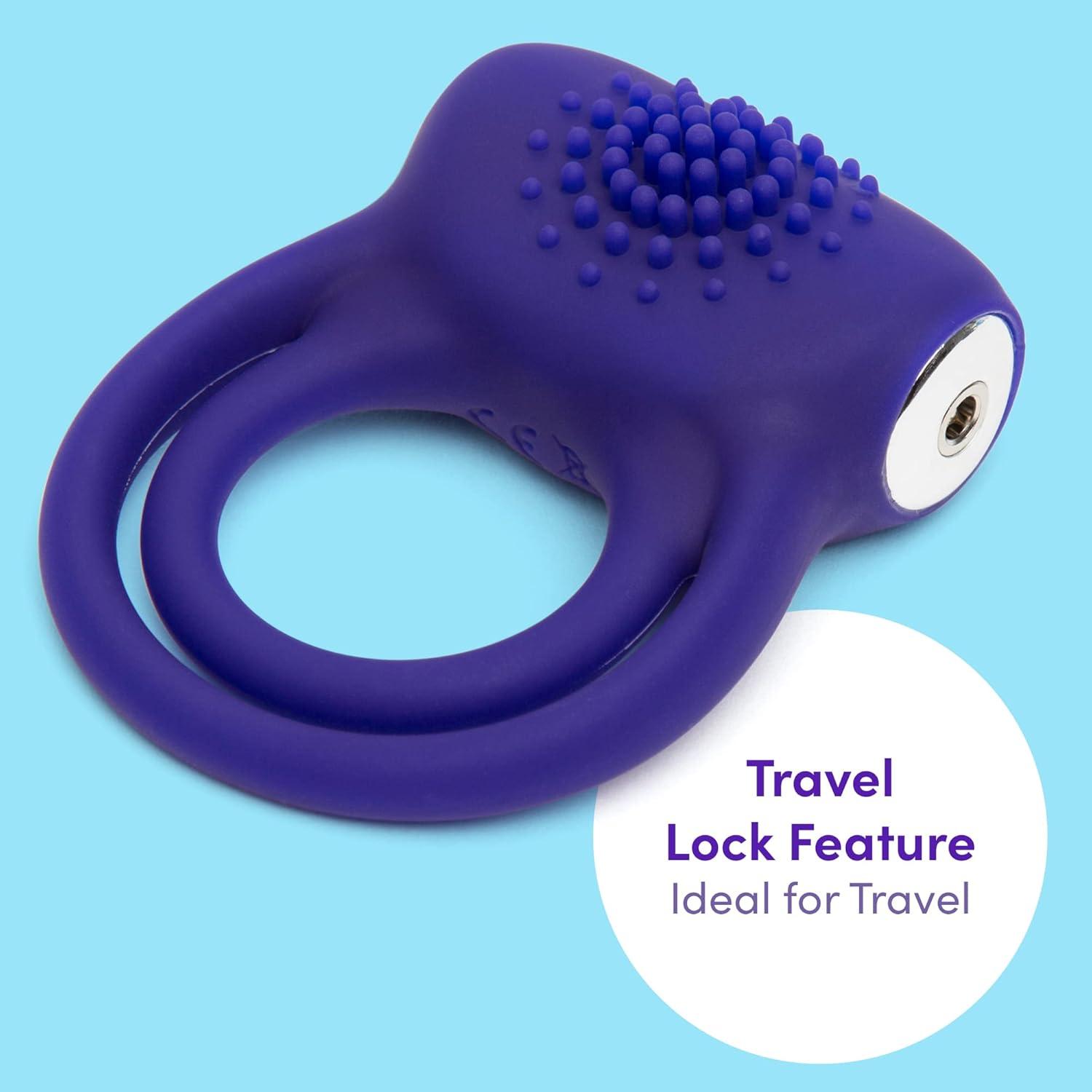 imageLovehoney Bed Ringer Vibrating Cock Ring Stretchy Textured Double Penis Ring 12 Function Stimulation Device for Couples Sex Rechargeable Waterproof Blue